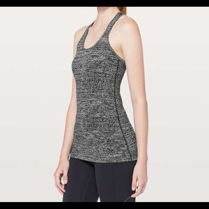 Lululemon Cool Racerback II tank black Twillines White Black